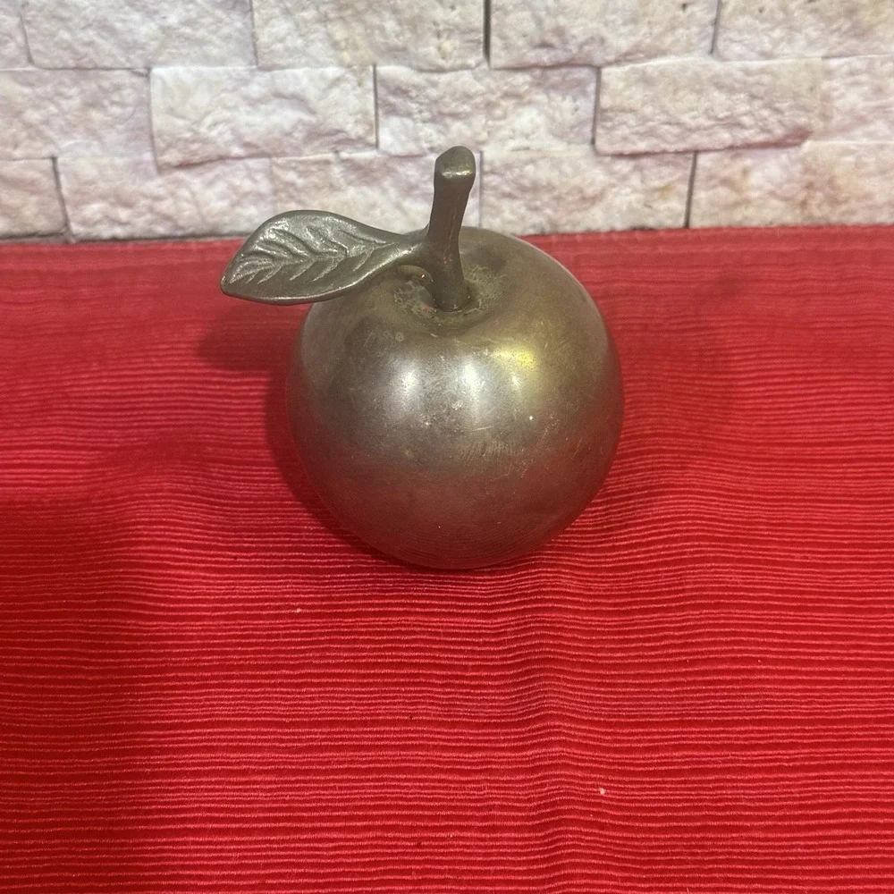 Vintage‎ Brass Bell Apple with Stem & Leaf Shape 3